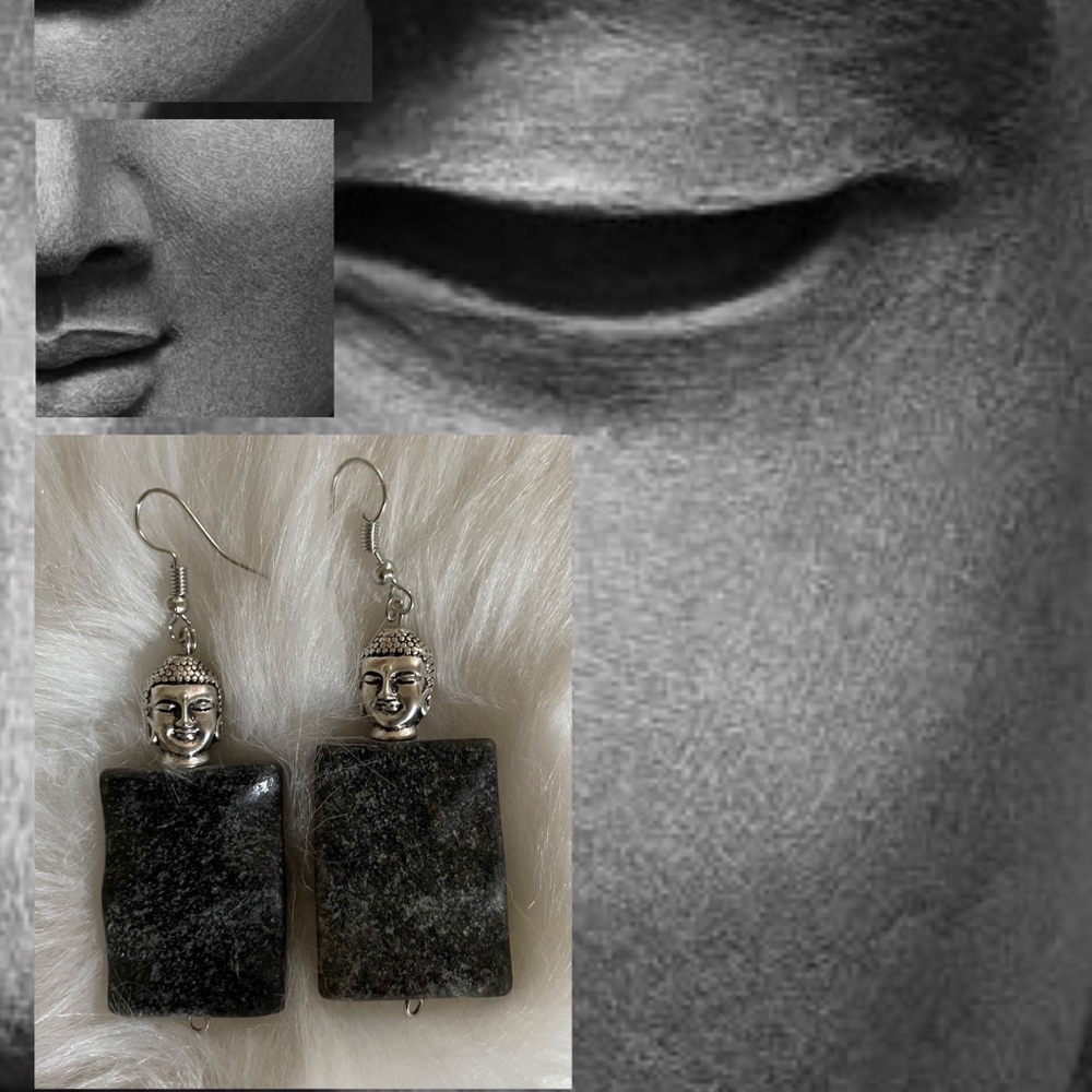 Zen Buddha block earrings